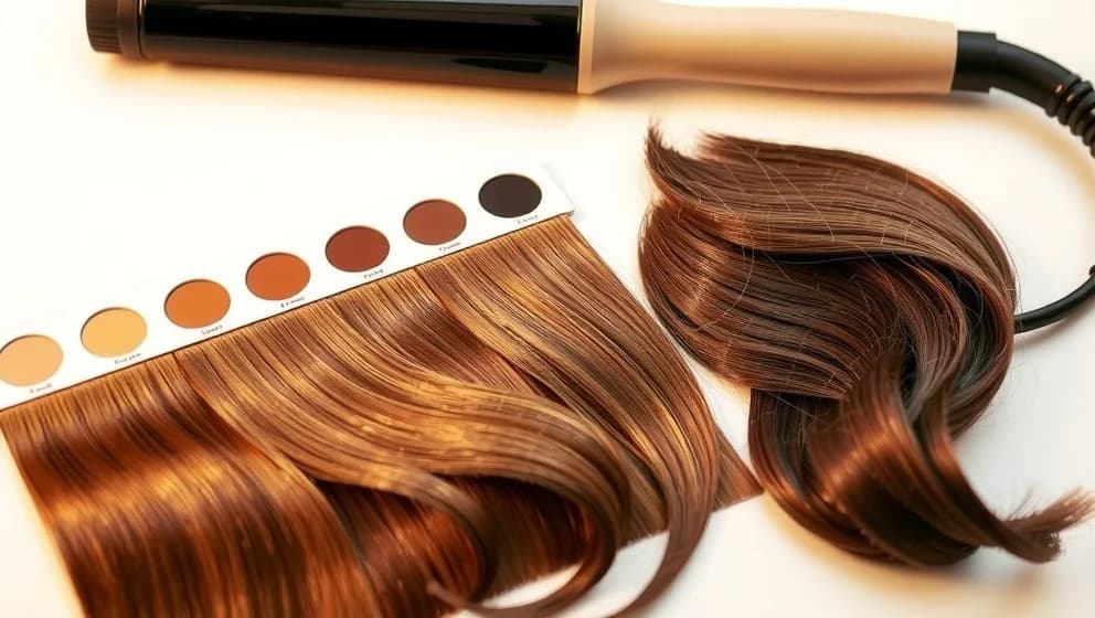 Brunt hår med varma slingor blir vackrare