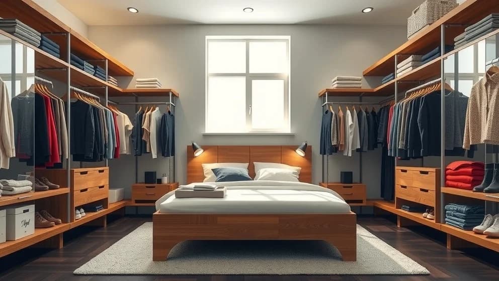 Garderob runt säng sparar plats och tid